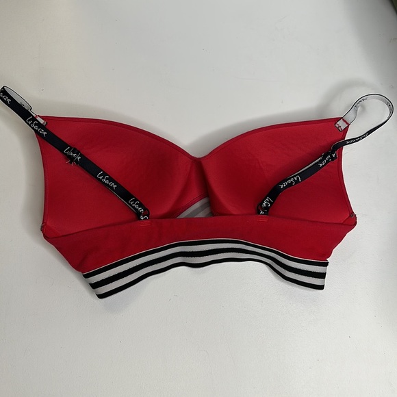 La Senza Padded Bra Size S Red With Black, White and Sparkly Stripes - Picture 2 of 5